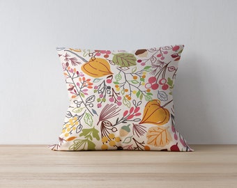 Farmhouse pillow with flowers print, gift for her