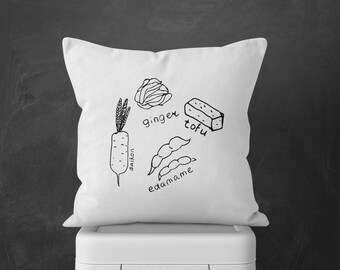 Funny white japan cushion for sushi lovers