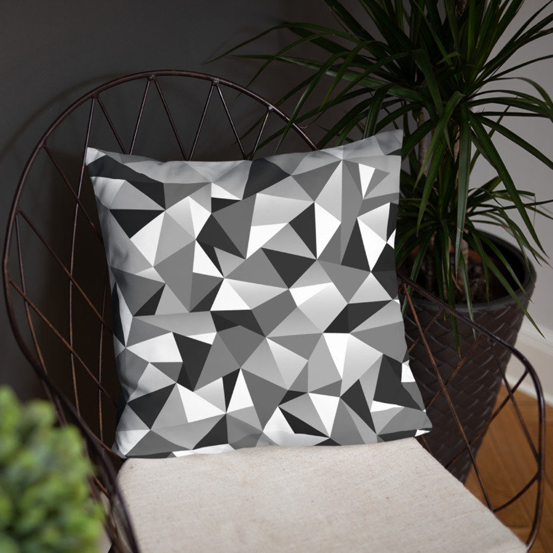Black and White Geometric Throw Pillow Etsy