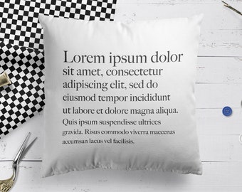 Lorem ipsum pillow, graphic designer gift, decorative pillow