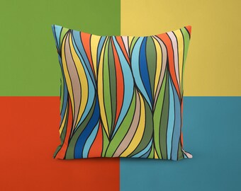 Colorful soft and modern pillow with stripes.