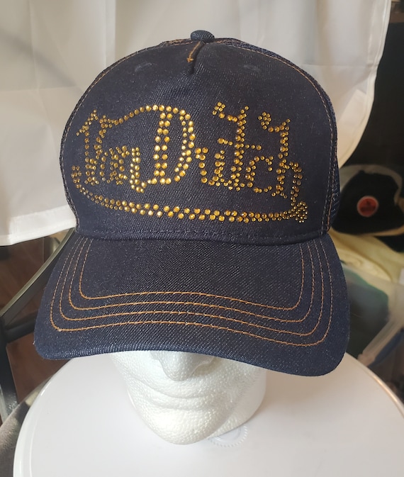 Vondutch Denim Rhinestone Trucker Hat - Etsy