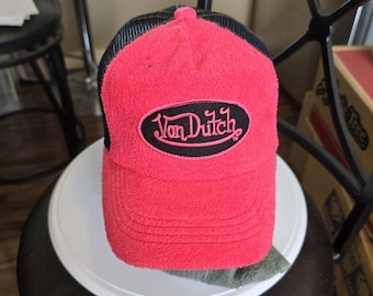 VonDutch Pink Fluffy Trucker Hat with black mesh