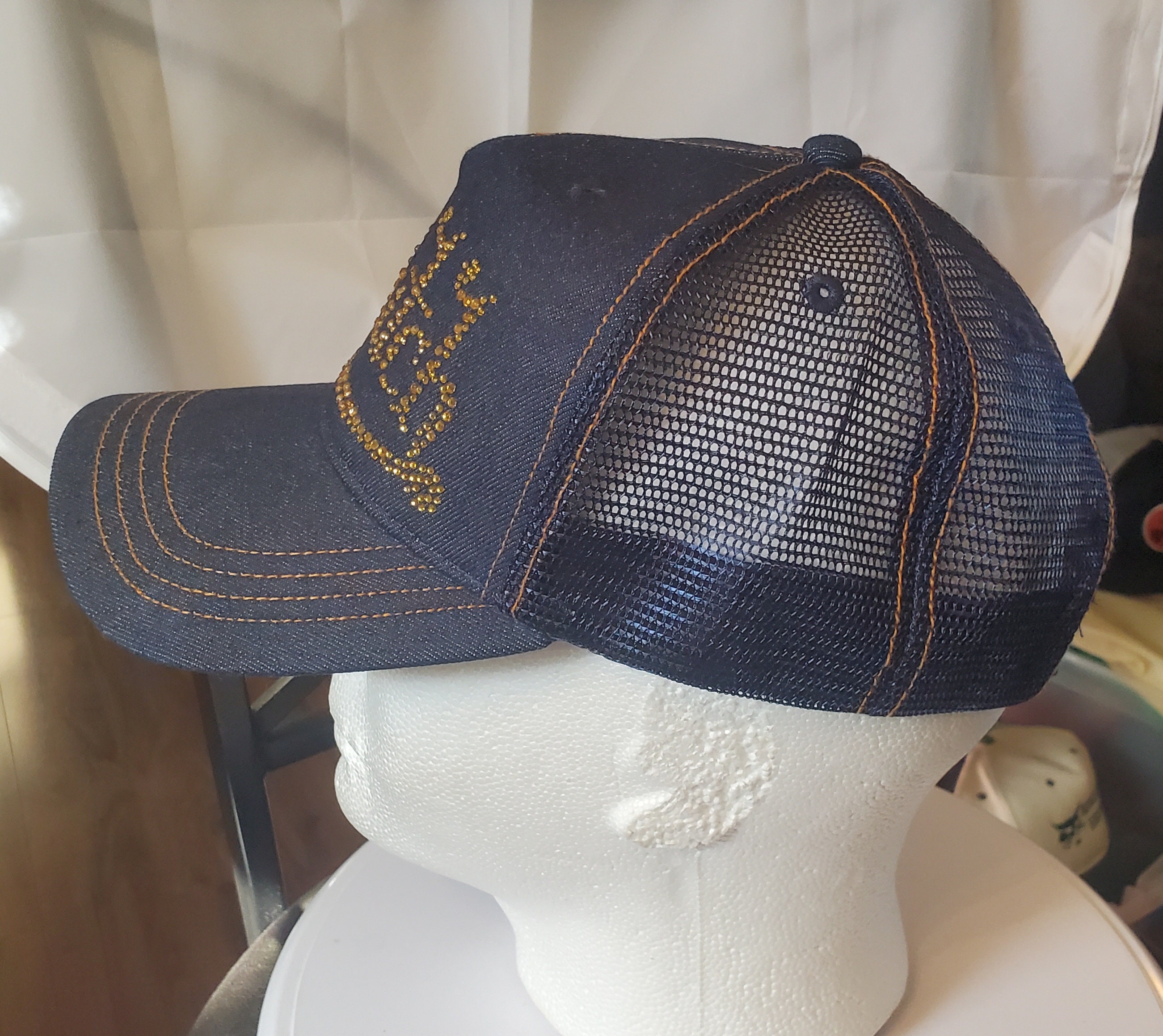Vondutch Denim Rhinestone Trucker Hat - Etsy display picture 3