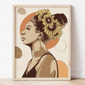 Nina Simone Portrait, Nina Simone Art Print, Nina Simone Poster, Jazz Music Art Print, Abstract Portrait, Boho Wall Art, Vintage