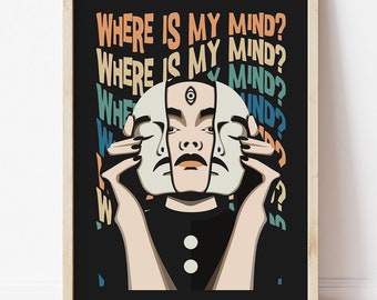 Pixies Where is My Mind Poster, Psychedelic Poster, Psychedelic Wall Art, Psychedelic Art Print, Trippy Art, Trippy Portrait, Music Art