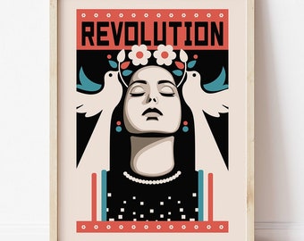 Revolution Art Print, Peace Art, Protest Art, Hippie Wall Art, Hippie Poster, Protest Poster, Peace and Love, Powerful Art Print, Vintage