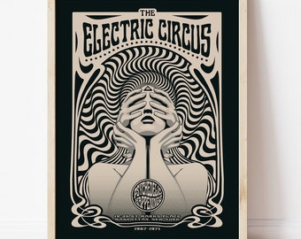 The Electric Circus Psychedelic Rock Art Print, Psychedelischer Kunstdruck, Psychedelisches Musik Poster, Psychedelic 60er Rock Poster, Konzert Poster