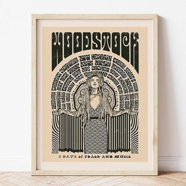 Woodstock Poster, Woodstock Kunstdruck, Woodstock Festival Print, Woodstock Konzert Poster, Vintage Woodstock Art, Boho Wandkunst, Gig Poster