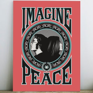 John Lennon Art Print John & Yoko Imagine Peace Give Peace a Chance Shepard Fairy Poster Inspired