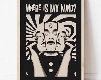 Pixies Where is My Mind Poster, Psychedelic Poster, Psychedelic Wall Art, Psychedelic Art Print, Trippy Art, Trippy Portrait, Music Art