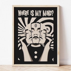 Pixies Where is My Mind Poster, Psychedelic Poster, Psychedelic Wall Art, Psychedelic Art Print, Trippy Art, Trippy Portrait, Music Art