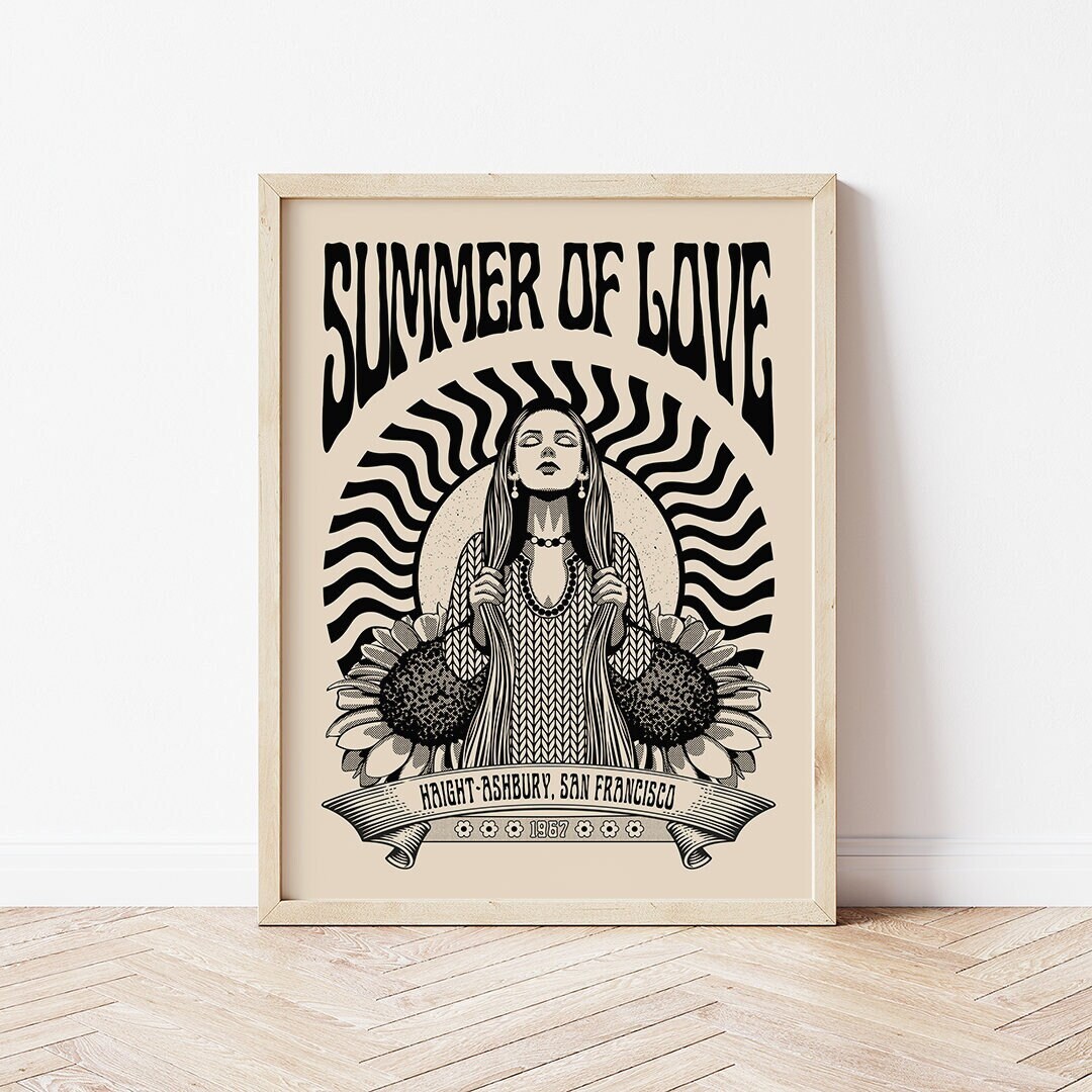 Summer of Love Poster Boho Art Print Hippie Music - Etsy