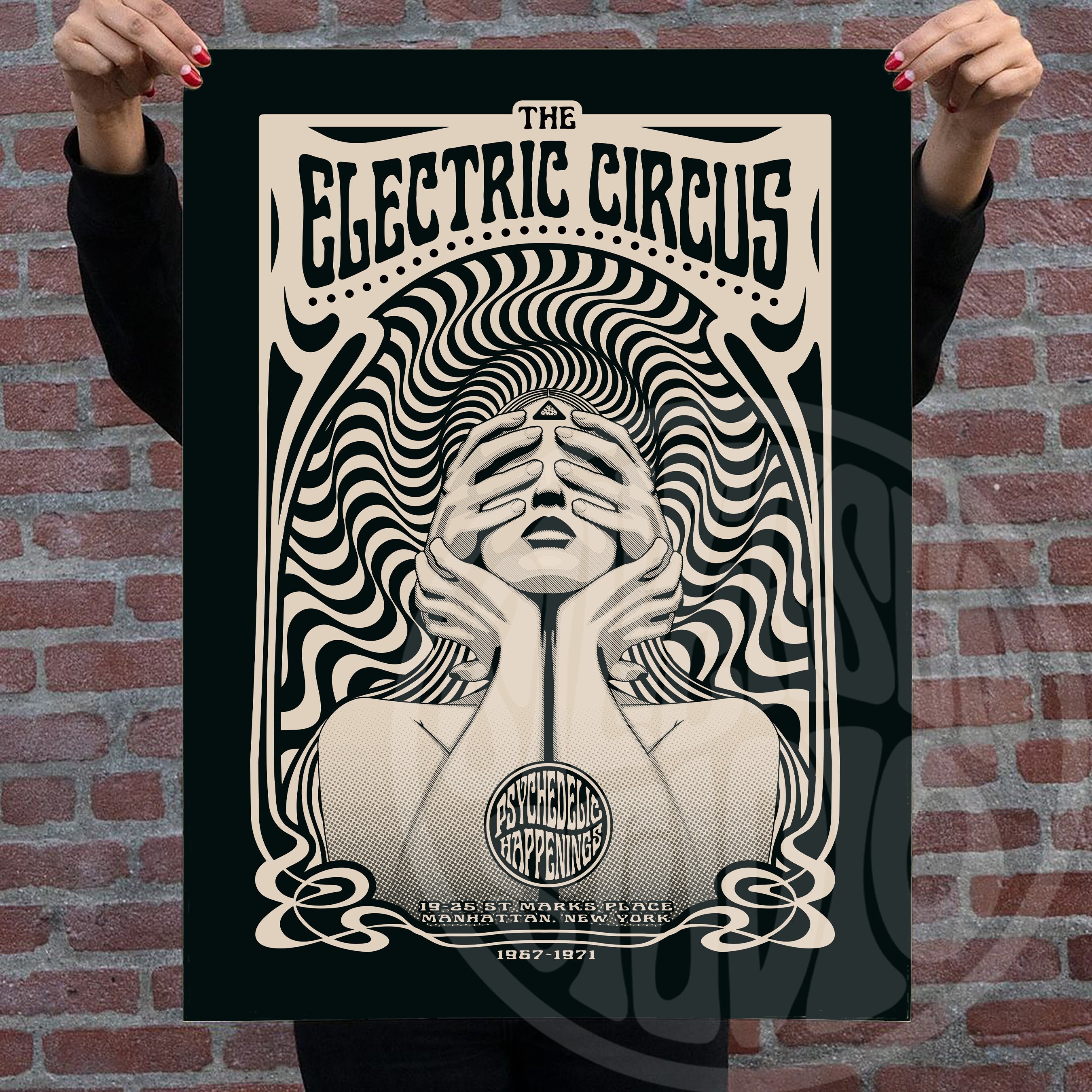 The Electric Circus Psychedelic Rock Art Print, Psychedelic Art