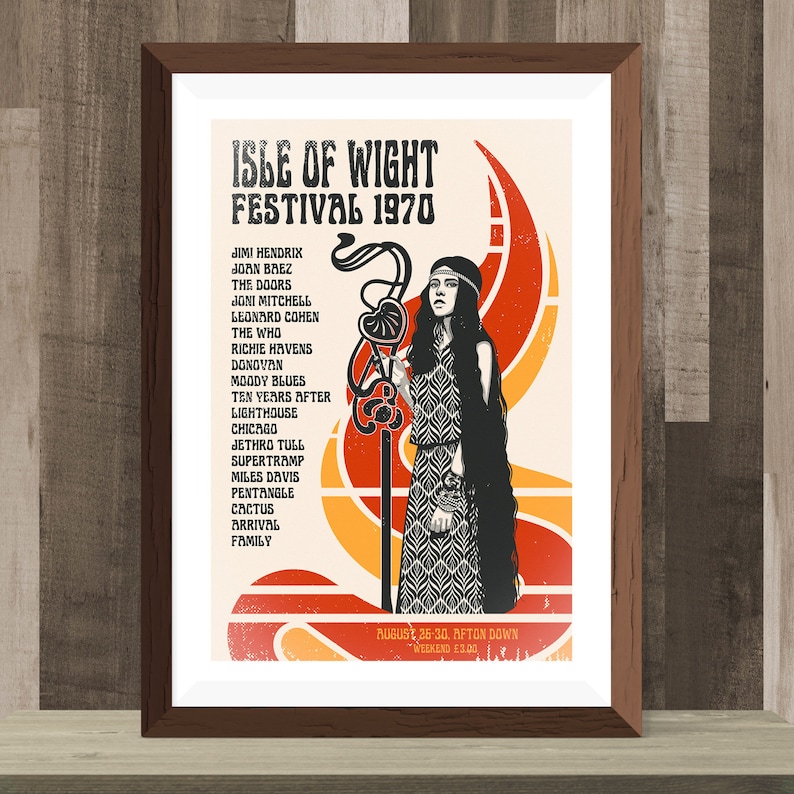 Isle of Wight Festival Poster 1970 Art Deco Music Etsy
