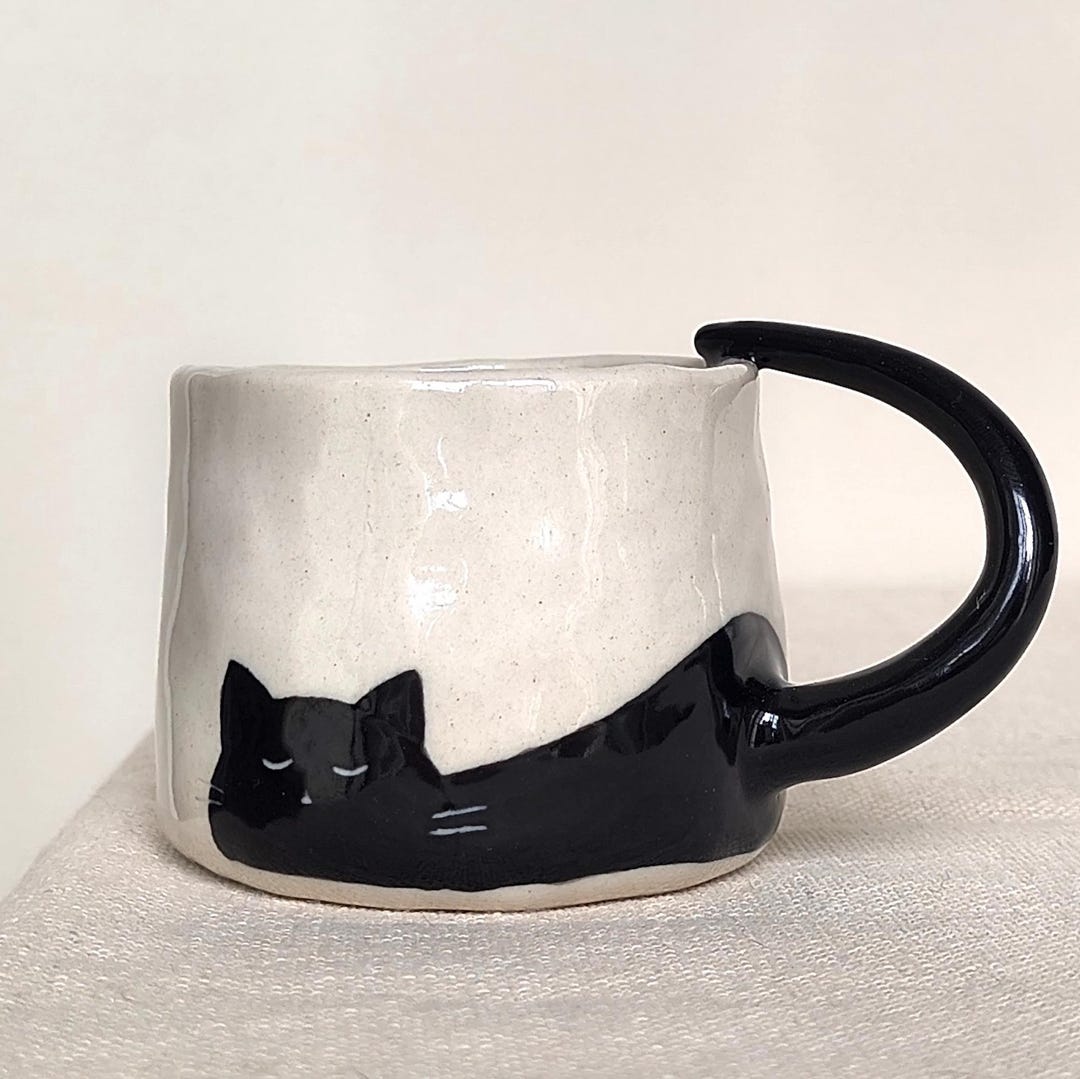 Handmade Ceramic Cat Espresso Cup: Custom Coffee Mug Gift (3.5/6oz)