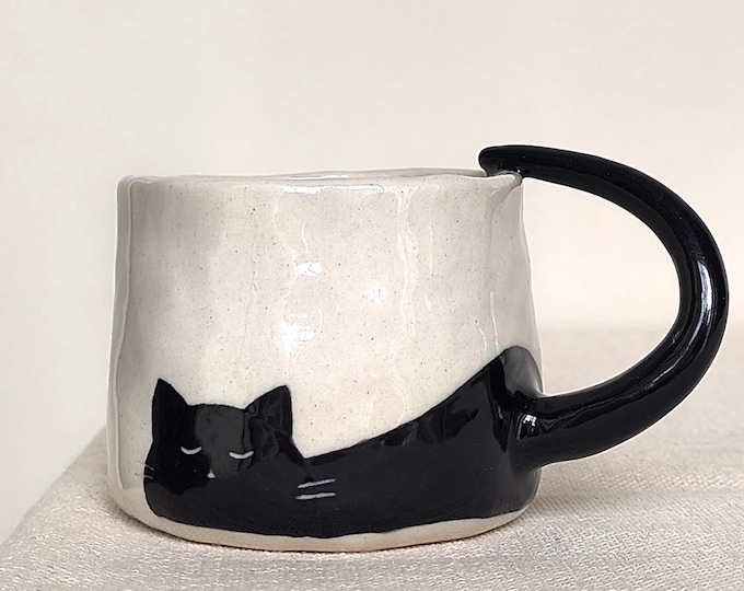 Handmade Ceramic Cat Espresso Cup: Custom Coffee Mug Gift (3.5/8oz)