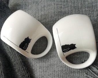 Black Cat Espresso Cup (3.5oz): Unique Cat Lover Gift For Her