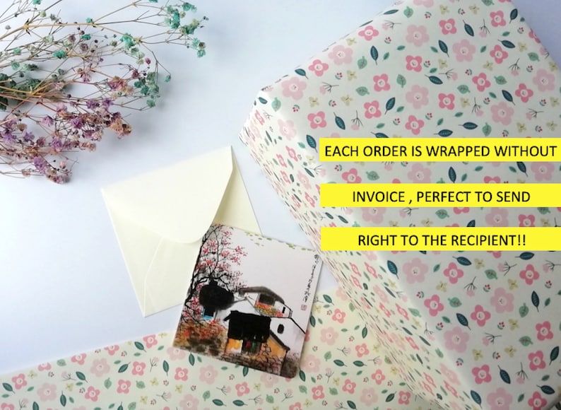 May include: A white gift box with a pink floral pattern. The box is wrapped without an invoice and has the text "EACH ORDER IS WRAPPED WITHOUT INVOICE, PERFECT TO SEND RIGHT TO THE RECIPIENT!!" printed on it.