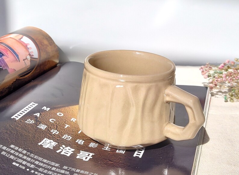 Handmade Ceramic Coffee Mugs Personalized Home Pottery Mugs Earth Tone Decor Rustic Farmhouse Decor Personalized Gifts Pottery Mugs Original Tan