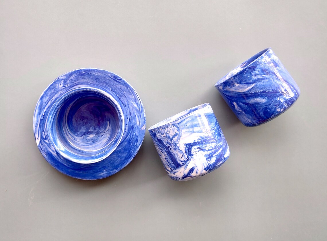 3.5oz Unique Handmade Ceramic Espresso Cups Set With Saucers Etsy