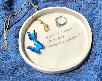 Bridal Shower Gift for Bride, 3D Butterfly Ring Dish - Something Blue Engagement Tray