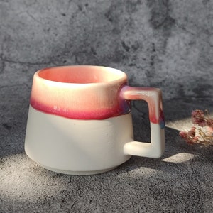 3.5oz Ceramic Espresso Cups Set With Handle - Custom Housewarmings gift - Wedding Favor - Birthday Gift - Minimalist Nordic Style Home Decor