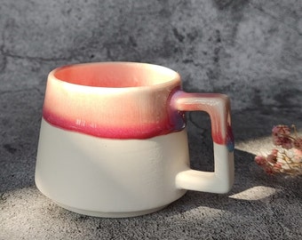 3.5oz Ceramic Espresso Cups Set With Handle - Custom Housewarmings gift - Wedding Favor - Birthday Gift - Minimalist Nordic Style Home Decor