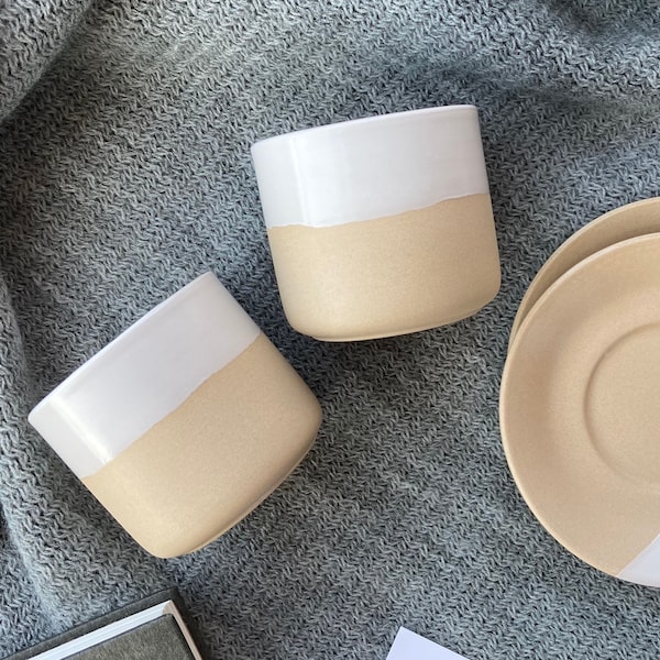 3.5oz Ceramic Espresso Cups Set, Pottery Tea Cup Set, Unique Gift For Her, Housewarmings gift, Minimalist Nordic Style Home Decor, Teacup