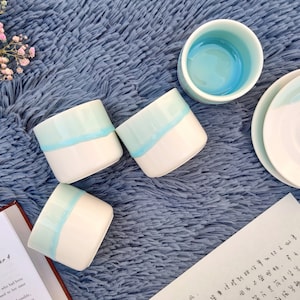 Keramik Espressotassen Set, Japanische Teetassen Set, Keramik Kaffeetassen, Küchendekoration, Hochzeitsgeschenk, MiniMalist Nordische Geschenke für Sie
