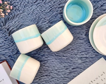 Ensemble de tasses à expresso en céramique : tasses à thé japonaises, décoration minimaliste nordique, cadeau de mariage (3,5 oz)