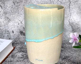 Handmade Ceramic Sip Travel Mug, Stoneware To-Go Tumbler (10oz)