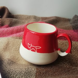 Cute Fox Gift, Red Fox Gift For Women, Cute Gift Handmade Coffee Mug, Ceramic Mug Handmade, Fox Art, Girl Fox Party, For Fox Lover, Cute Mug