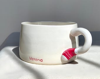 Custom Handmade Ceramic Coffee Mug - Personalized Christmas Gift (8oz)