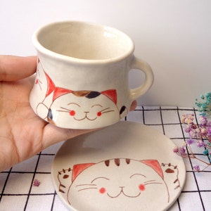 Personalisierte Kaffeetasse, Keramik Kaffeetassen, Espressotassen Set, süße Kaffeetassen, handgemachte Kaffeetassen Set, Geschenk für sie, Geschenk für Katzenliebhaber, Tasse
