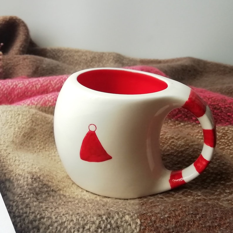 Espresso Cups Set, Cute Christmas Gift For Coffee Lover, Christmas Favor, Gift For Girlfriend, Gift For Boyfriend, Husband Mug, Xmas Cup Set Christmas Hat