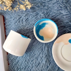 3.5oz Espresso Cups Set - Ceramic Tea Cups Set - Modern Minimalist Nordic Home Decor - Modern Design Nordic Decor - Modern Boho Room Decor