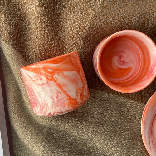 Charming Red Ceramic Mini Espresso Coffee Maker Set for Two with Checkered Cups