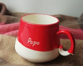 Ceramic Mug Handmade, Pottery Coffee Mugs 8oz Personal Christmas Secret Santa Gift Mug For Christmas Holiday Table Decor