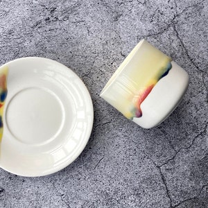 Handmade Ceramic Espresso Cup with Saucer - Unique Coffee Lover Gift