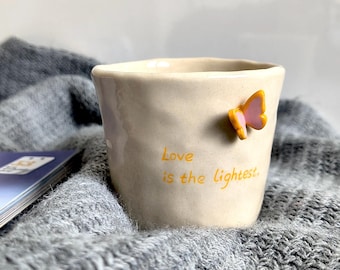 Ceramic Butterfly Espresso Cup – Unique Wedding Gift For Couple (3.5oz/8oz)