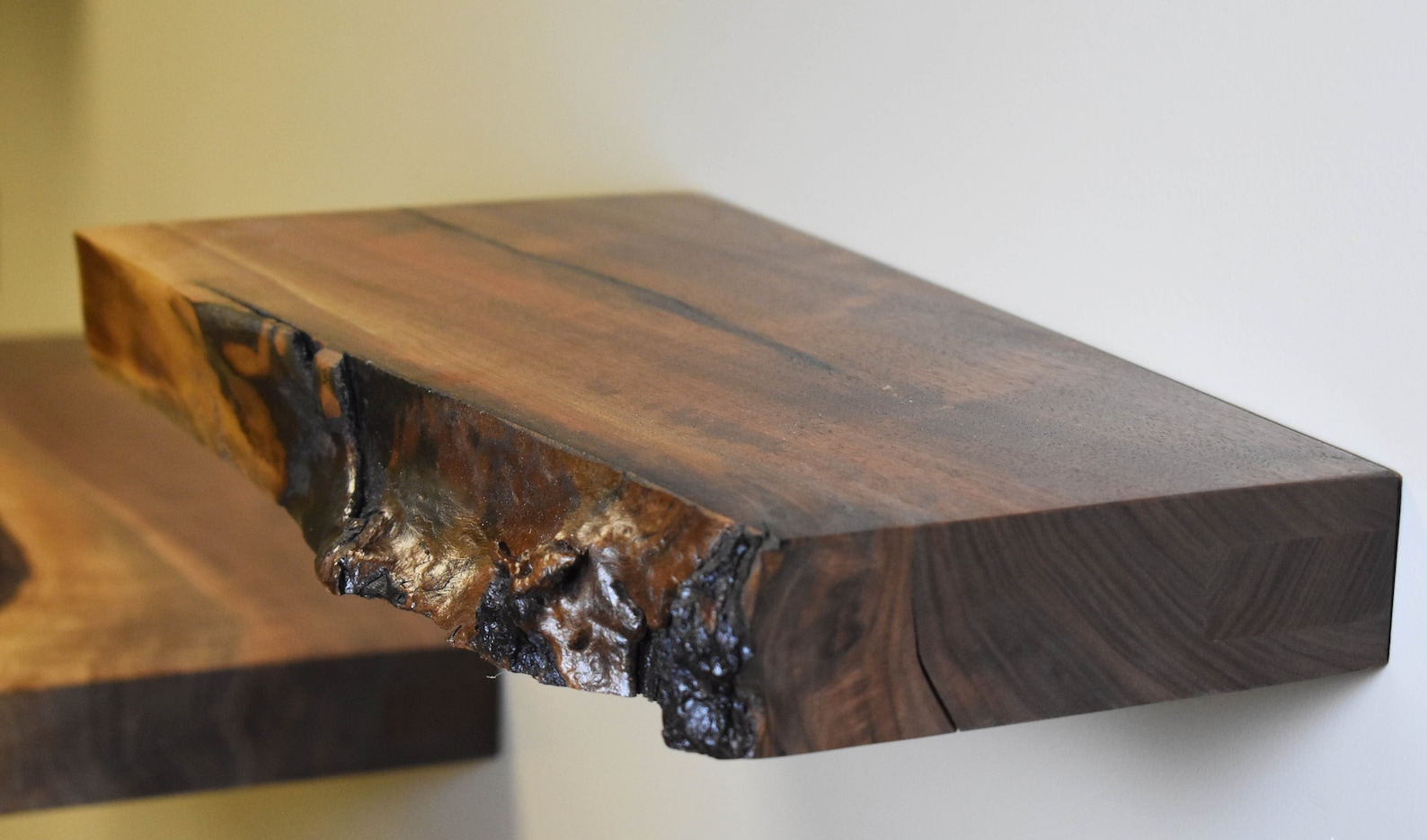 Walnut Live Edge Floating Shelf Floating Shelves Rustic Etsy