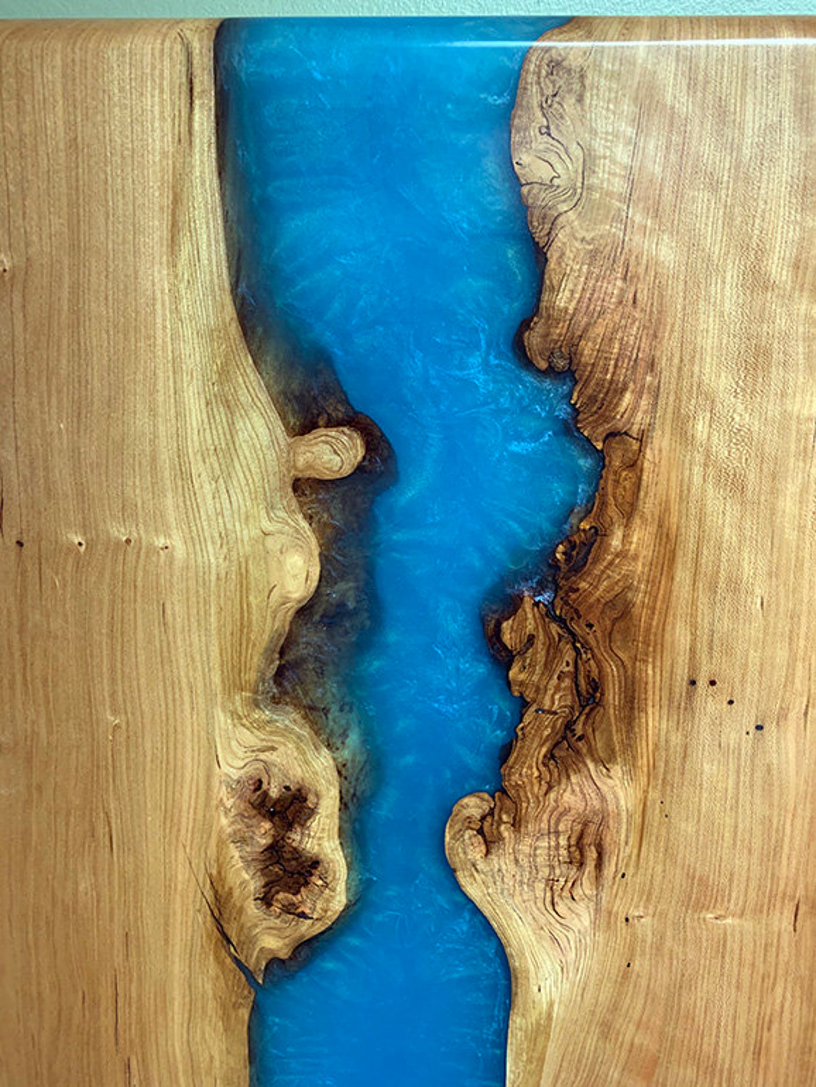 Cherry Epoxy Resin Wall Hanging Live Edge River Blue Epoxy Etsy