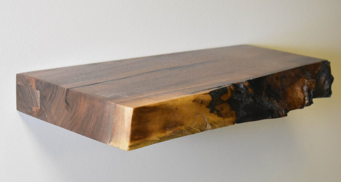 Walnut Live Edge Floating Shelf Floating Shelves Rustic Etsy