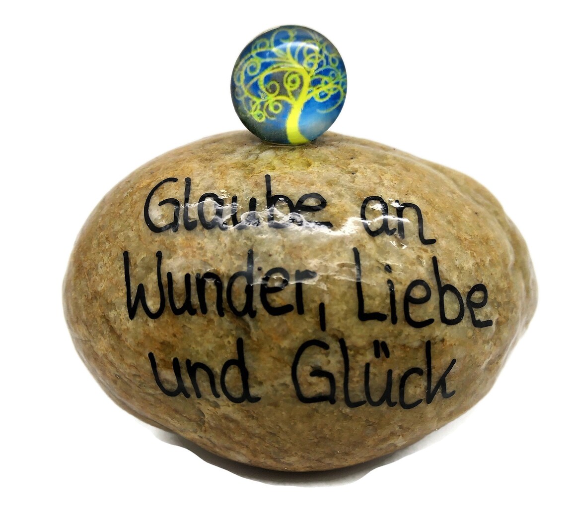 Glücksstein approx. 78 cm with glass cabochon approx. 16 20 Etsy