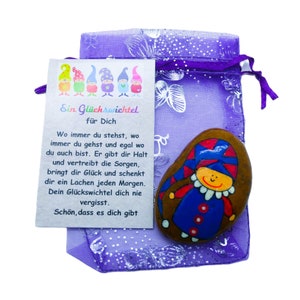 Gelukselfje ca. 4 - 5 cm met cadeaubon in zakje geluksbrenger gelukssteentjes klein beterschap cadeaus kinderverjaardag 405