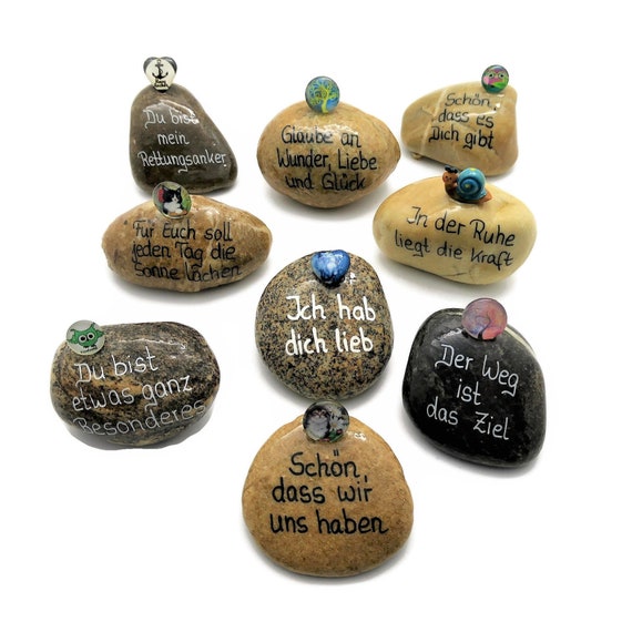 ANDYS STEINWELT Glückssteine mit Spruch ca. 78 cm mit Etsy.de