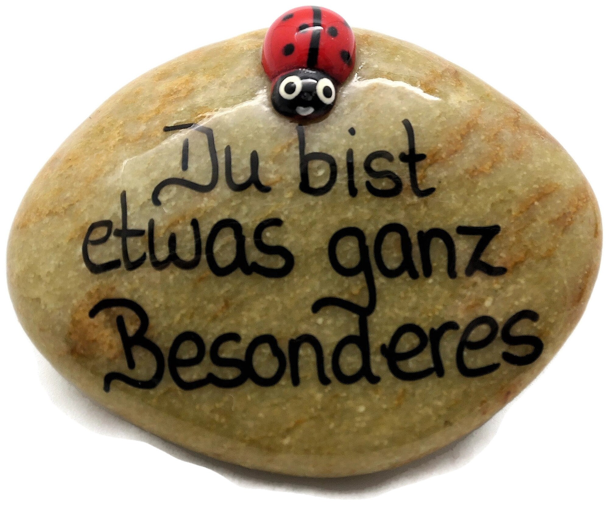 Käfer auf Glücksstein klein ca. 4 5 cm individuelle Texte Etsy