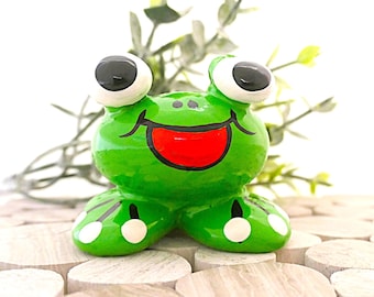Gift idea lucky frog as a birthday gift and table decoration for children&#39;s birthdays get well soon painted stones lucky charm 1013