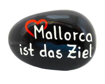 Glücksstein Mallorca Andenken ca. 7 - 8 cm - Glücksbringer mit Text  - Mitbringsel für Reisende - Lieblingsinsel -